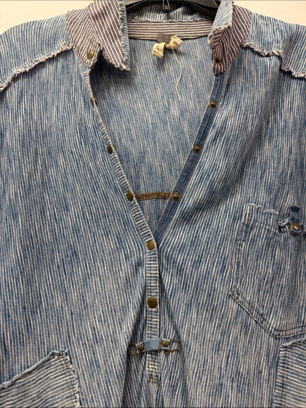 We The Free Blue Washed Button Front Tunic Shirt - Picture 4 of 7